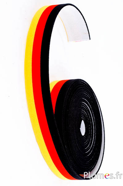 Bandeau élastique - largeur 34 mm - noir-rouge-jaune